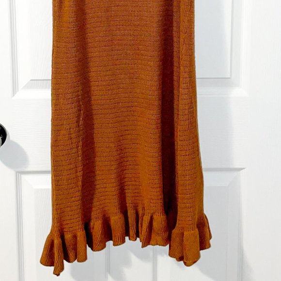 NWT Revolve House of Harlow 1960 Midi Knit Brown Sweater Dress w/ Ruffles -  M - Picture 7 of 7
